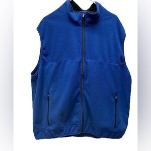 Lands' End men's fleece vest 2XL 50-52 blue full zip winter gear gorpcore